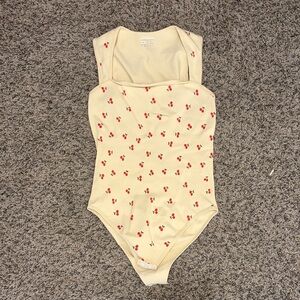 Women’s Cream Cherry Print Bodysuit